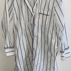 J Crew Pajama White Striped Women’s Sleet Shirt S
